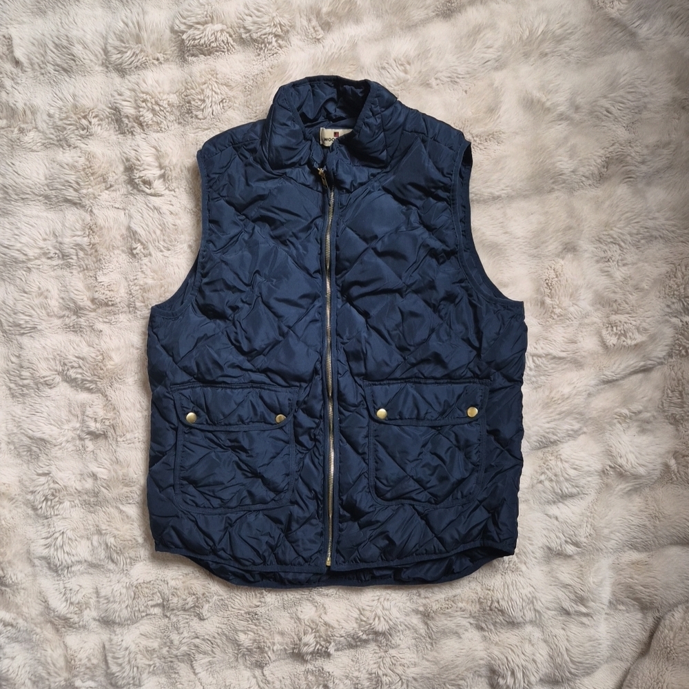 Womens Woolrich Down Puffer Vest Navy Blue Size XL Extra Large Fall Winter Gorpc